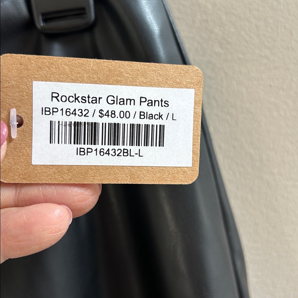 Vestique Black Rockstar Glam Pants Faux Leather Size Large NWT - Picture 5 of 10